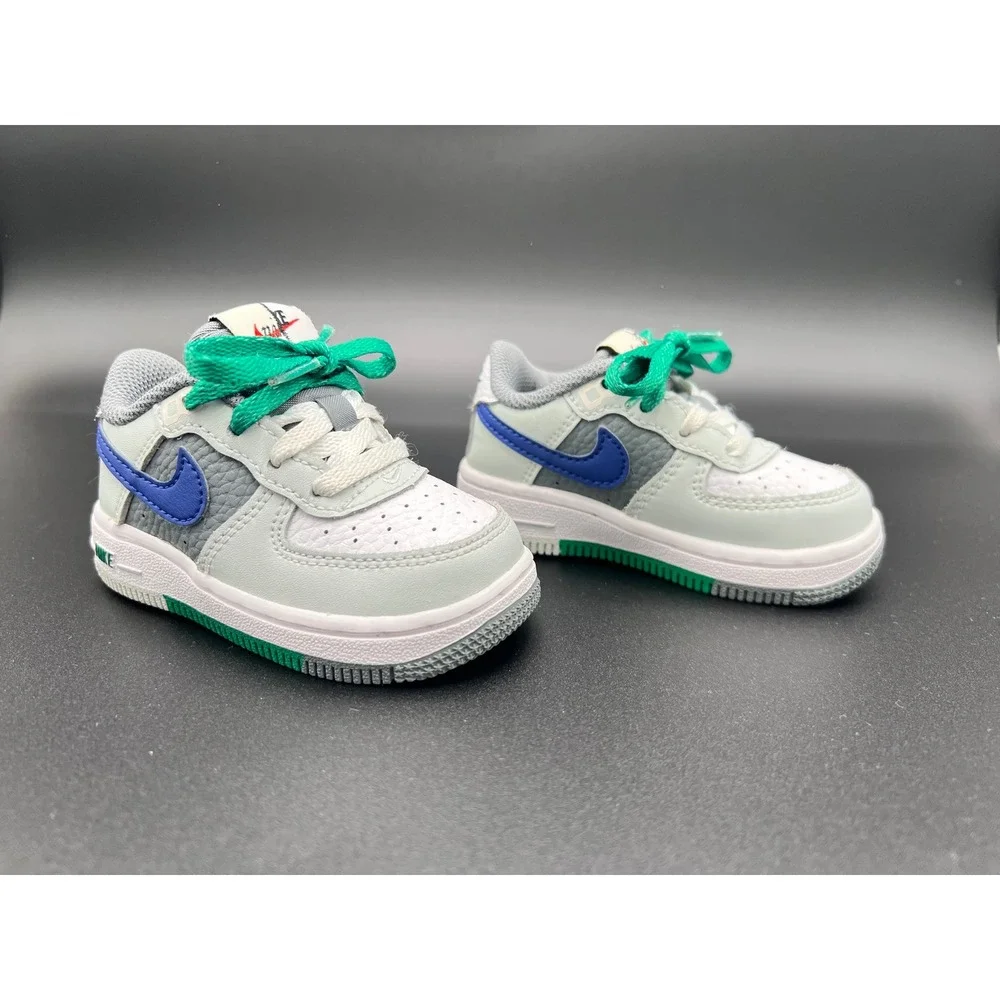 Nike Air Force 1 Low Toddler Sneakers Grey White Blue Green Streetwear Shoes
